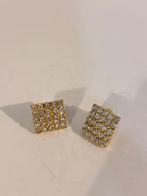 Vintage Goldtone Pierced Rhinestone Post Earrings