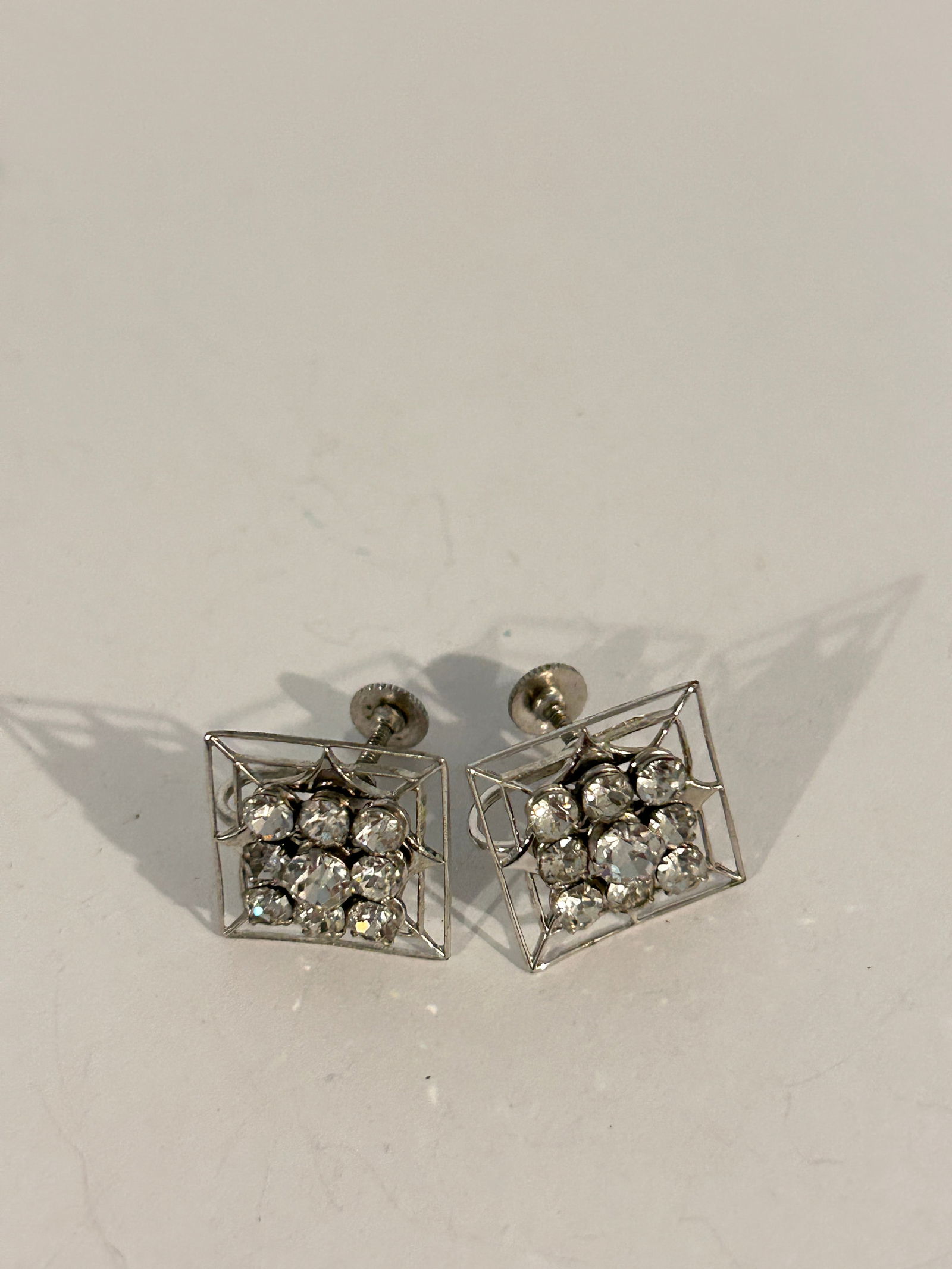 Vintage Silvertone Rhinestone Earrings (1 of 4)