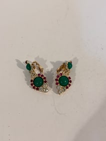 Vintage rhinestone colorful clip on Earrings