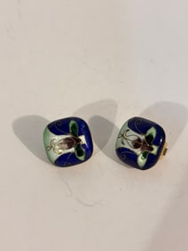 Vintage italian mosaic clip on Earrings