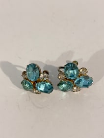 Vintage blue rhinestone Earrings