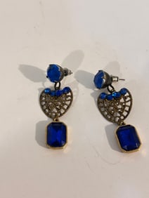 Vintage blue filigree dangle Earrings