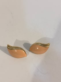 Vintage pink enamel clip on Earrings