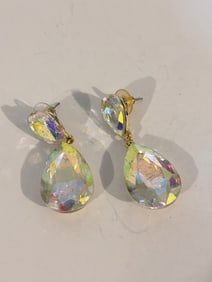 Vintage Large Crystal drop post Earrings