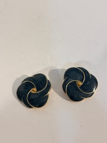 Vintage screw back blue enamel Earrings