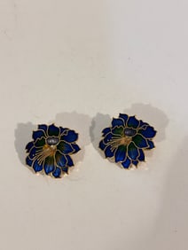 Vintage Cloisonne floral Earrings