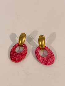 Vintage pink marbled Earrings