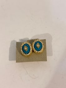 Vintage green gold tone Earrings