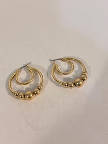 Vintage gold tone double loop Earrings