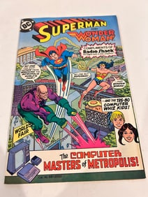 Vintage Comic Book Superman Wonder-Woman radio shack compliment