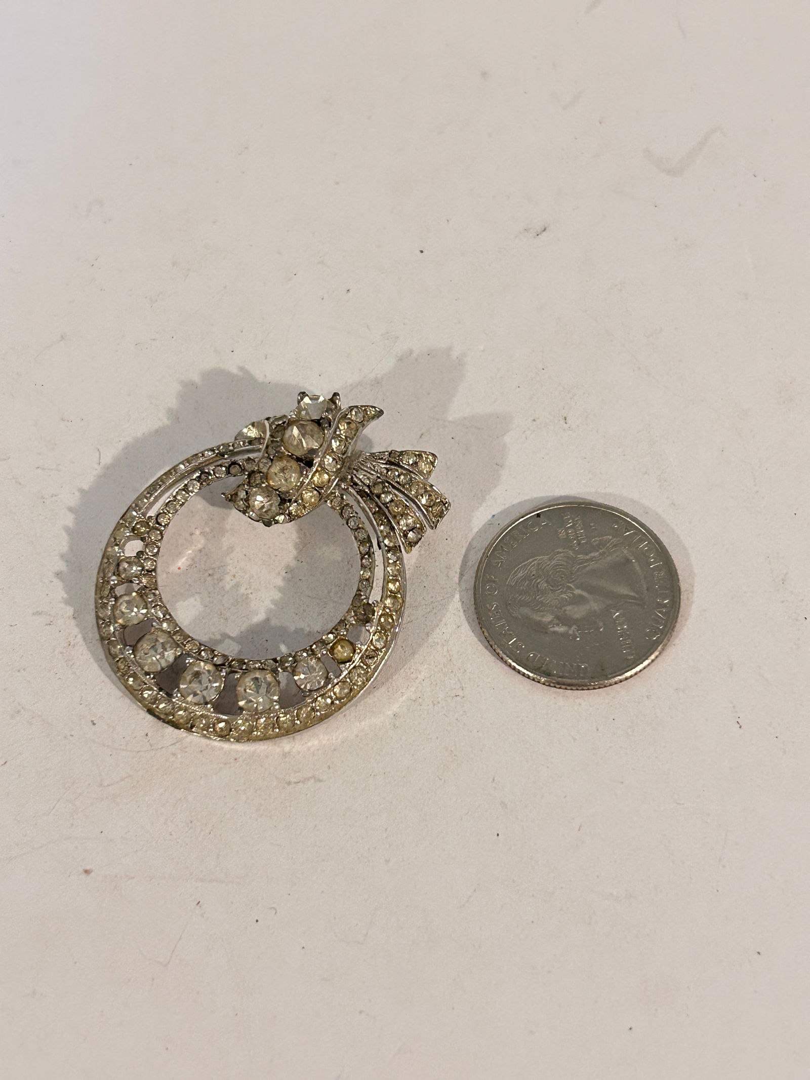 Vintage Rhinestone Silvertone Pendant (1 of 5)