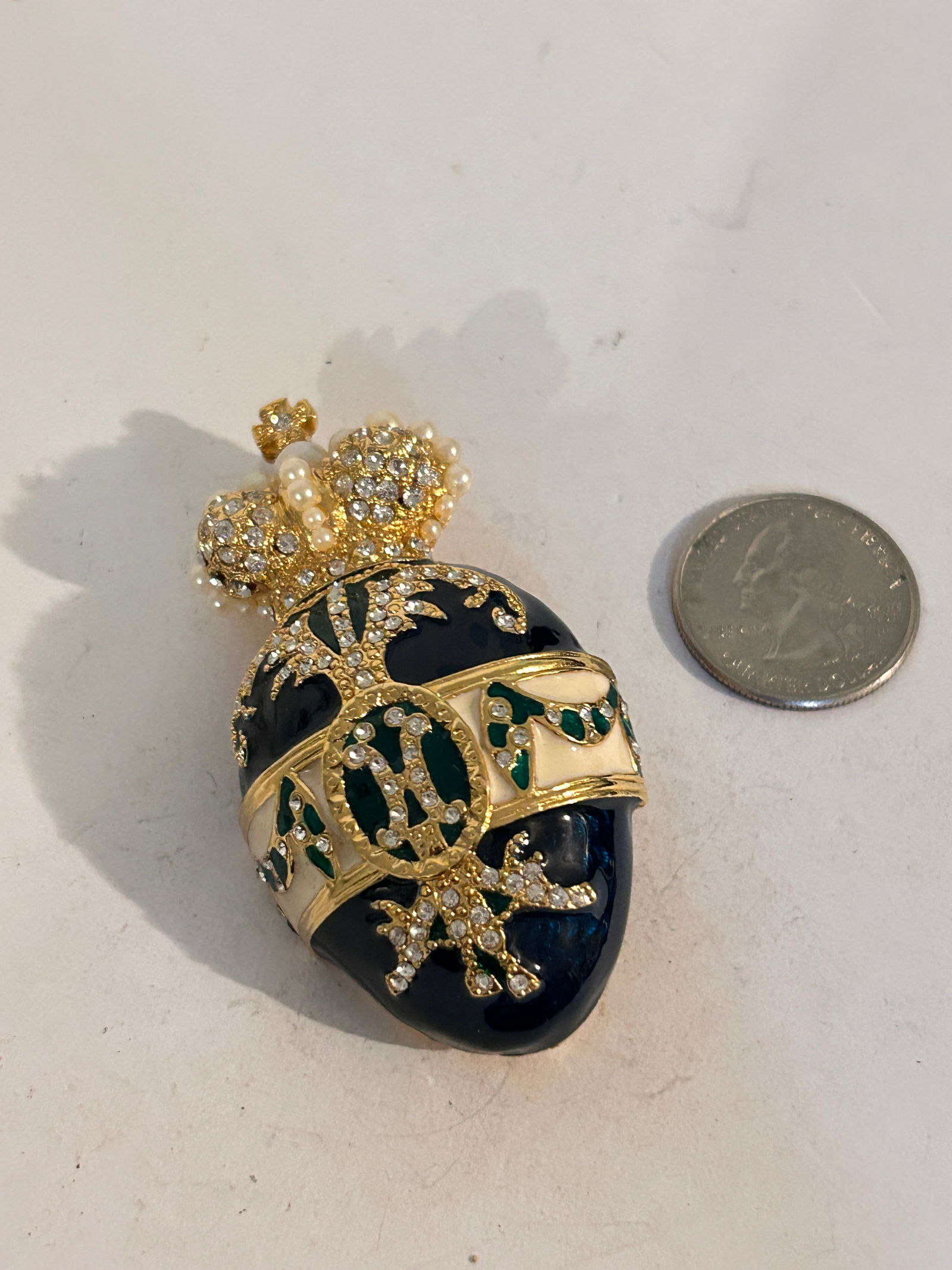 RARE Joan Rivers Enamel Crown Crystal Russian Faberge Egg Brooch Pin (1 of 5)