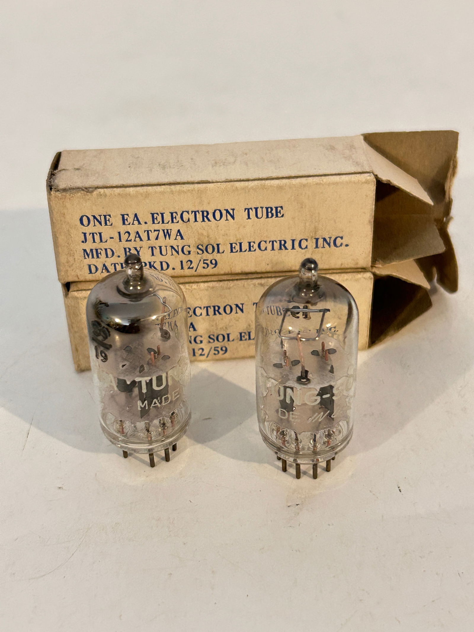 Vintage 2 JTL-12AT7WA Tung-Sol Matching Vacuum Tubes dated 12/59 (1 of 5)
