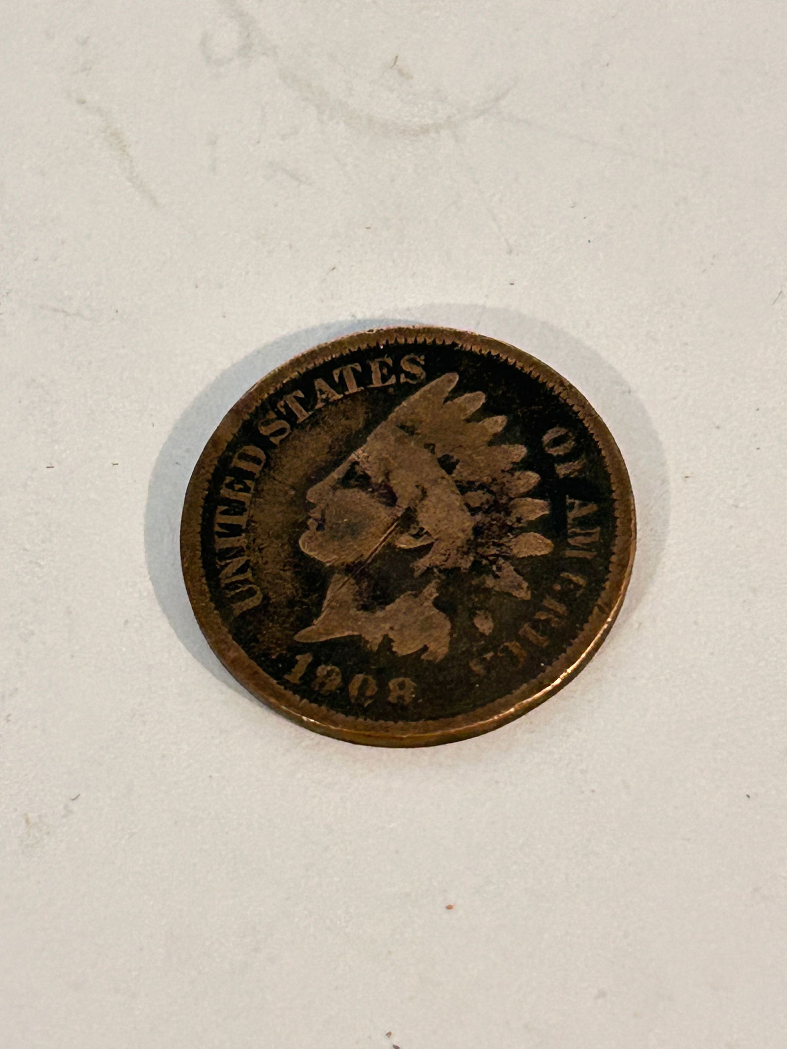 Vintage 1908 Indian Head Cent Penny (1 of 4)