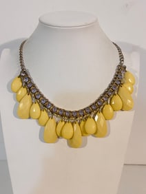 Vintage Yellow Acrylic Bead Necklace 17"