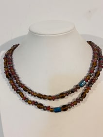 Vintage Murano glass brown bead Necklace 40"