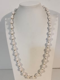Vintage white Acrylic bead Necklace 28"