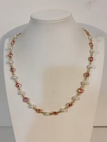 Vintage beaded Acrylic rhinestone Necklace 22"