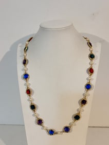 Vintage made in Korea colorful Necklace 28"