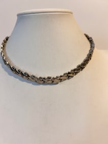 Vintage silver tone choker Necklace 14"