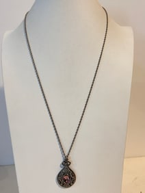 Vintage silver tone Amethyst color rhinestone Necklace 26"
