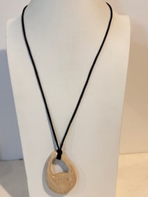 Vintage white Acrylic pendant Necklace 26"