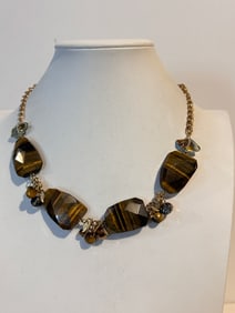 Vintage gold tone tigers eye Necklace 18"
