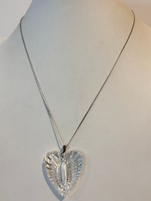 Vintage Monet heart crystal pendant Necklace 20"