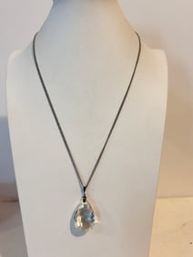 Vintage Crystal Pendant Necklace 24"