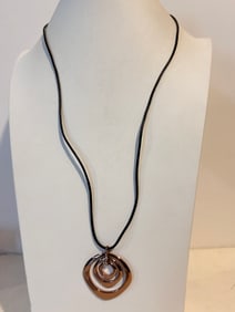 Vintage bronze pendant Necklace 27"