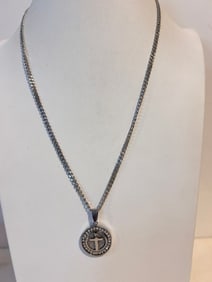 Vintage Stainless Steel Cross pendant chain Necklace 23"
