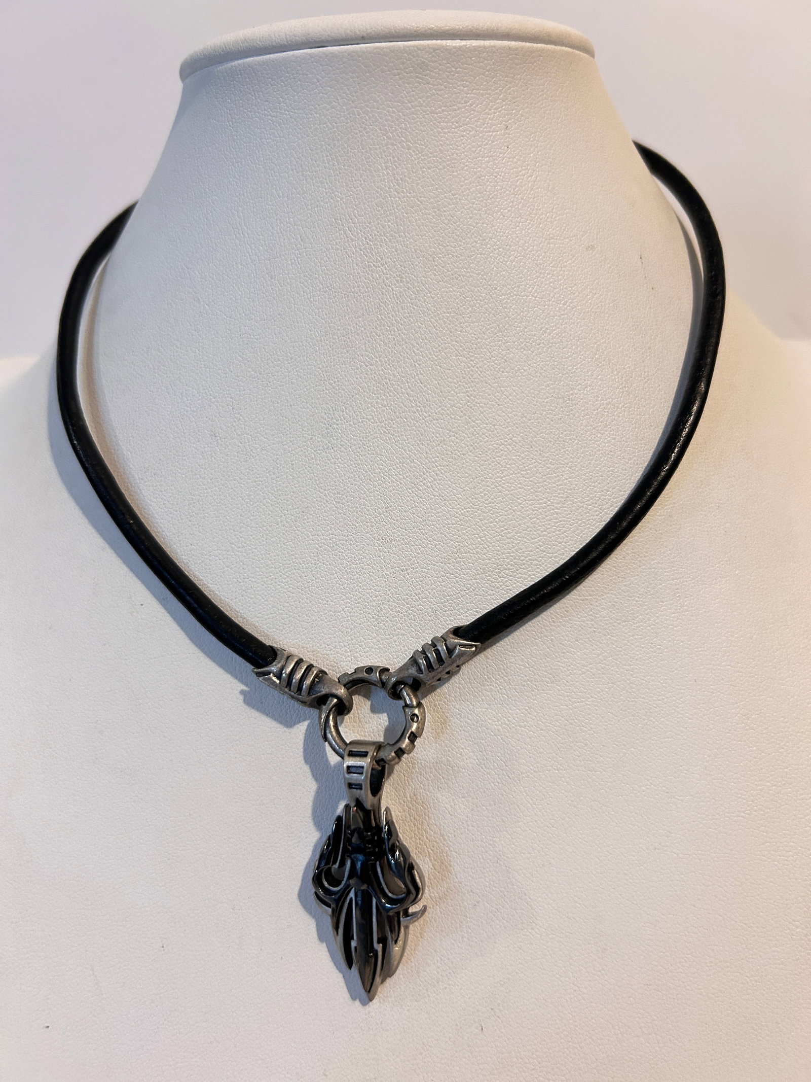Vintage Bico Australia Stainless steel pendant leather Necklace for Men 16" (1 of 5)