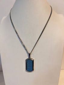 Vintage Stainless Steel Crucible pendant chain Necklace 19"