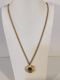 Vintage Superoma De Lux gold tone Watch Pendant Necklace 36" works on and of
