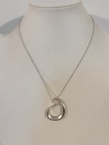 Vintage Rare George Jensen Sterling Silver Heart Necklace Pendant 17"