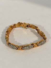 Vintage Sterling Silver XOXO CZ Tenis Bracelet 8"