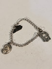 Vintage Sterling Silver charm Bracelet 7"