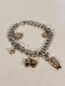 Vintage Sterling Silver charm Bracelet 7"