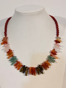 Rare Vintage Jay King Multi Gemstone Sterling Silver Necklace 18"