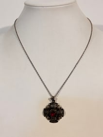 Vintage Sterling Silver 950 Celtic Cross pendant Necklace 18"