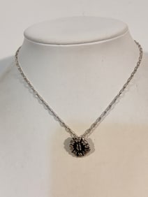 Vintage Sterling Silver Modernist floral Necklace 13"