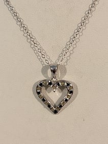 Vintage Platinum over Sterling Silver heart Necklace 17"