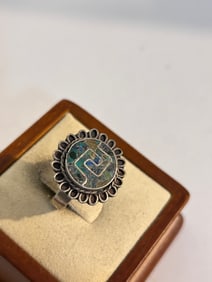 Vintage Sterling Silver Turquoise Ring sz adjustable