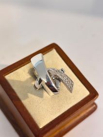 Vintage Sterling Silver CZ Ring sz 8