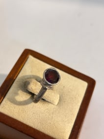 Vintage Sterling Silver Amethyst Modernist Ring sz 5.5