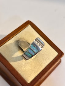 Vintage Sterling Silver Opal Ring sz 8