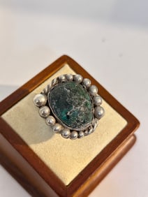 Vintage Sterling Silver Turquoise old Ring sz 6.5