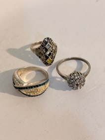Vintage lot of 3 Sterling Silver RingS sz 8, 10, 7