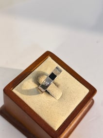 Vintage Sterling Silver onyx band Ring sz 7