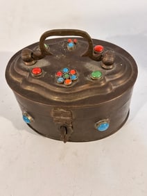 Vintage Old Brass Jewelry Box 5" x 3 1/2" x 3"